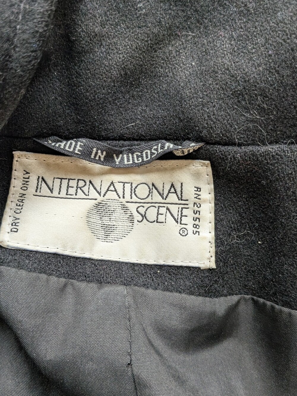 International Scene Colorblock Wool Coat Large Vintage 80s Colorful Retro Cozy - Picture 6 of 6